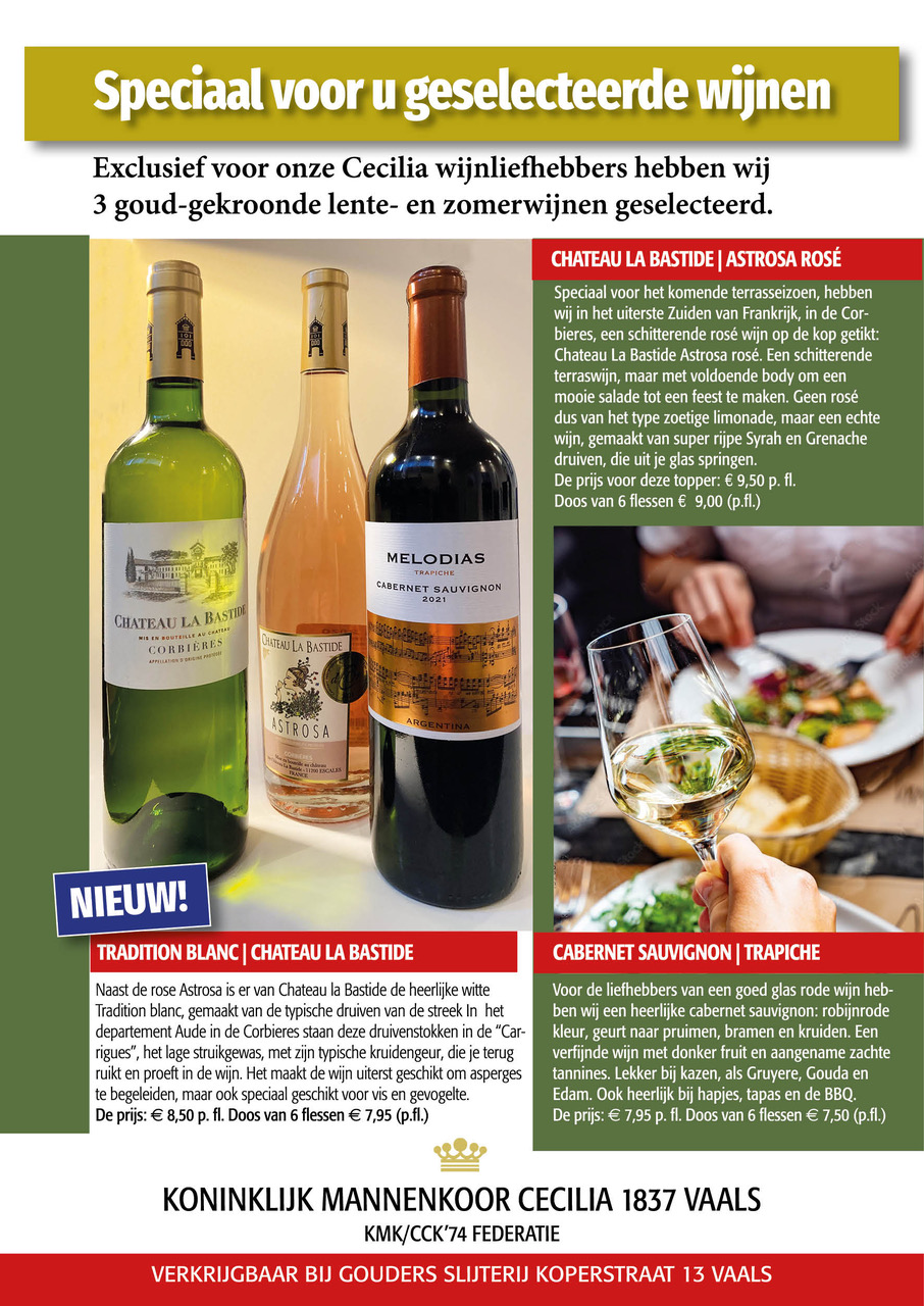 Speciaal voor u geselecteerde lente- en zomerwijnen