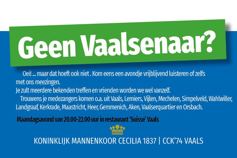Advertentie Ledenwerving Geen Vaalsenaar (NL)