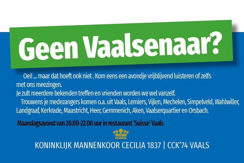 Advertentie Ledenwerving Geen Vaalsenaar (DE)