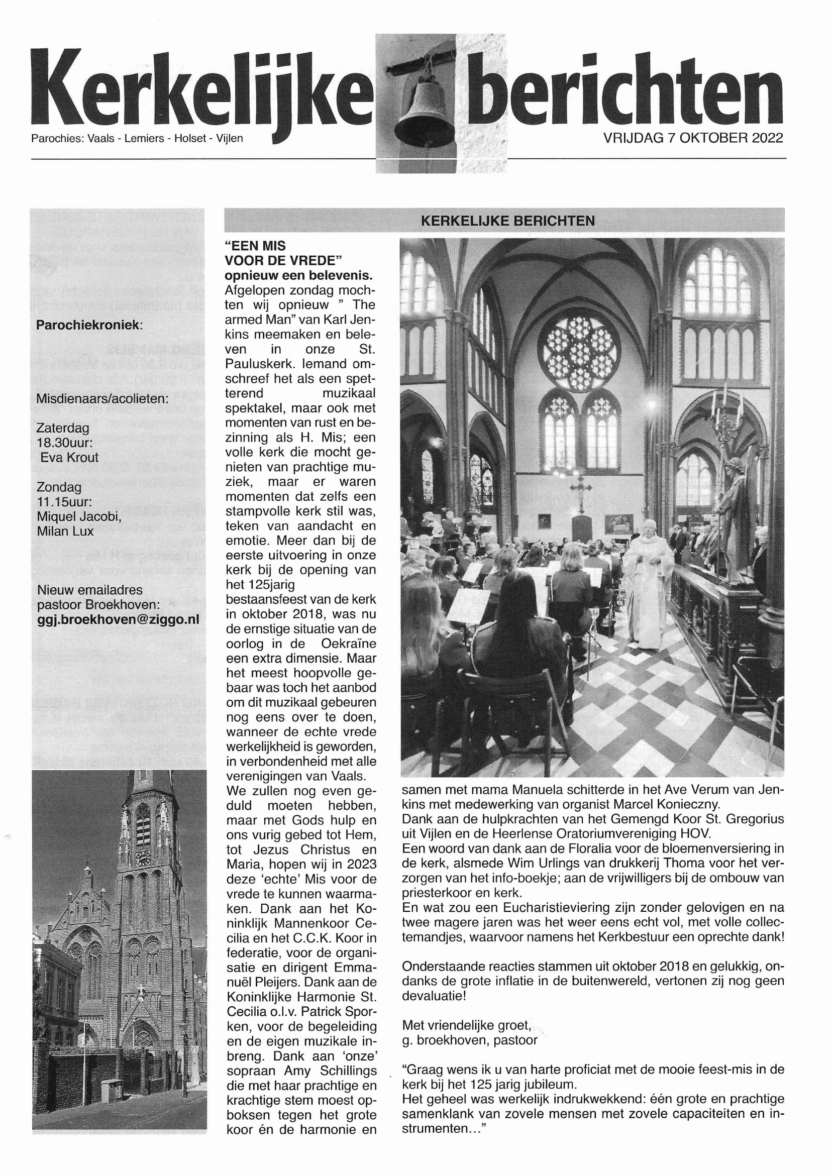 Vaalser Weekblad 07 oktober 2022 a Mass for Peace 1 Page 3